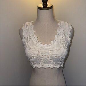 CECILIA PRADO Anthropologie Women’s XS White Knit Eyelet Crop Top